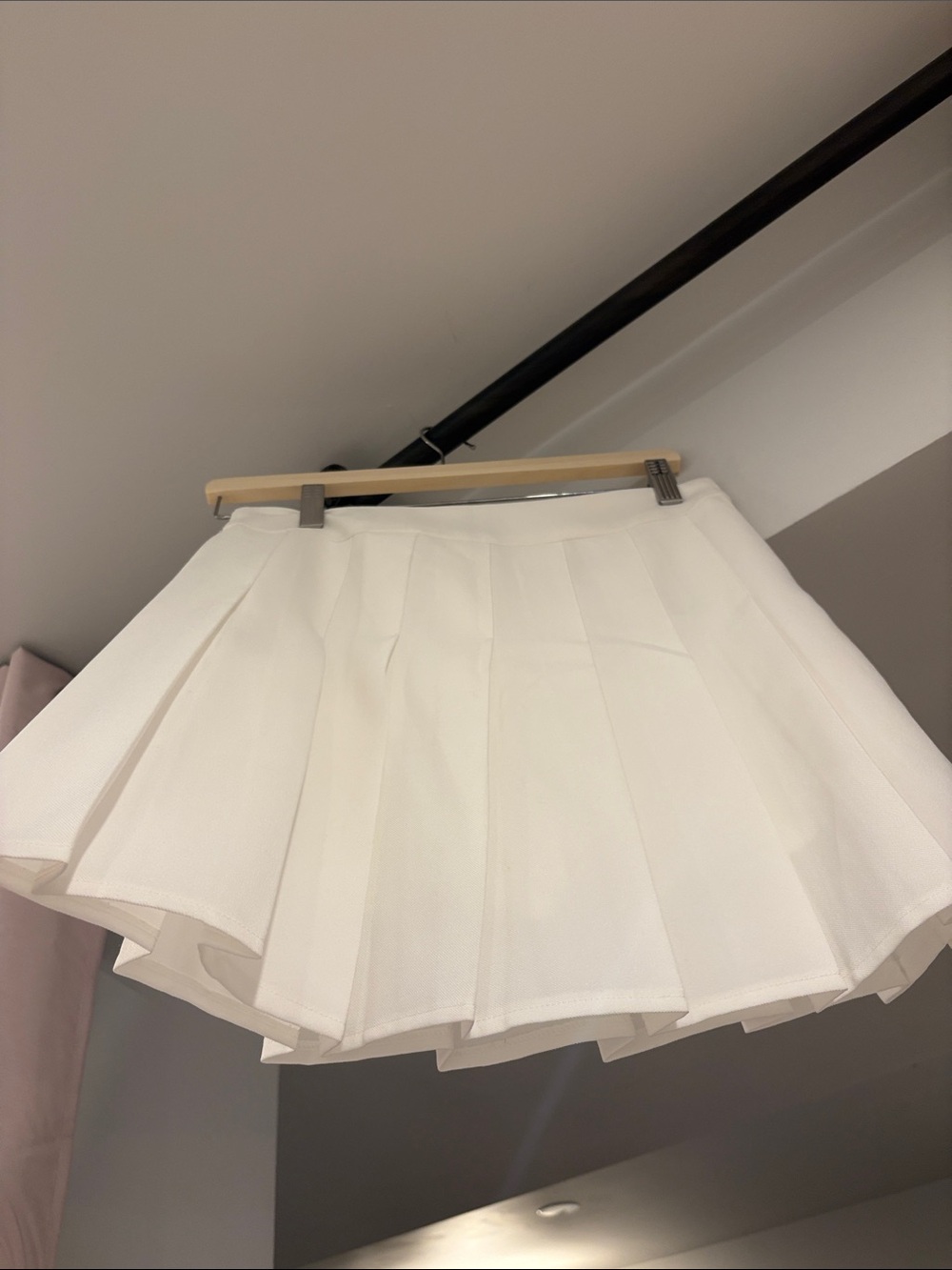 Essentials White Pleated Circle Skater Mini Skirt